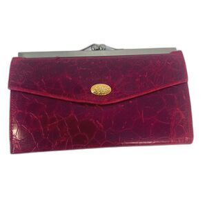 Oggi Domani Red Leather NEW Faux Croc VTG Kiss Lock‎ Change Purse Chic Sassy